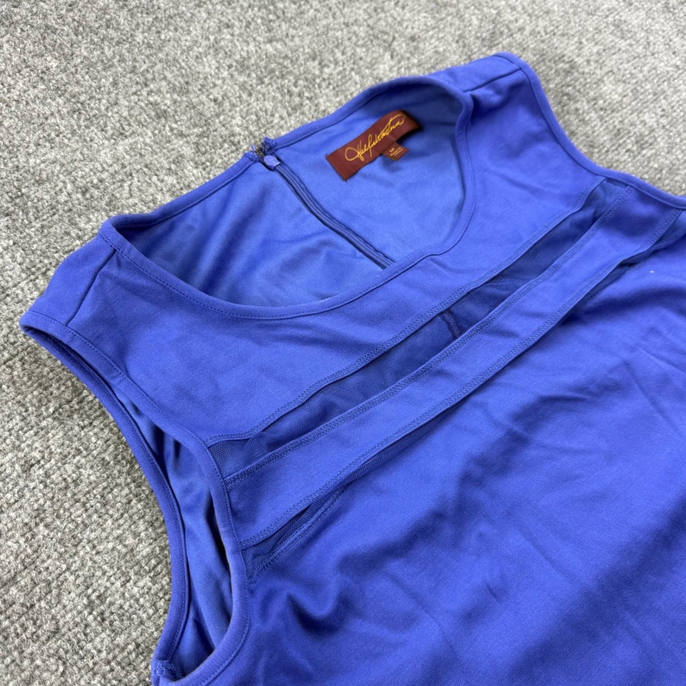 Hal Rubenstein Dress 1X Blue Mesh Inset Sleeveless Shift Womens